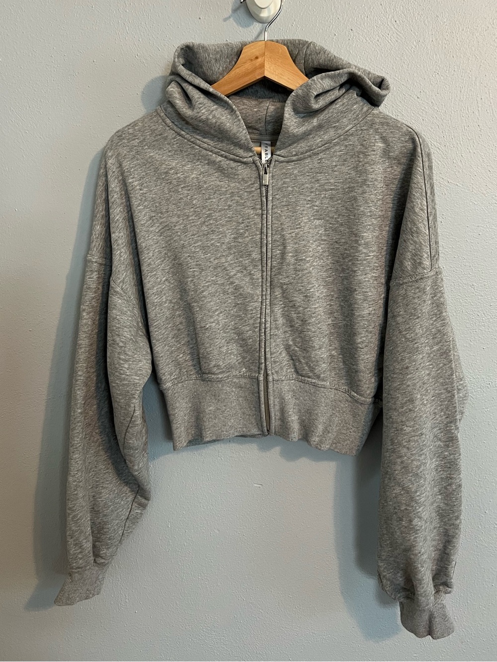 Fabletics Grey Zip-Up Cropped Hoodie